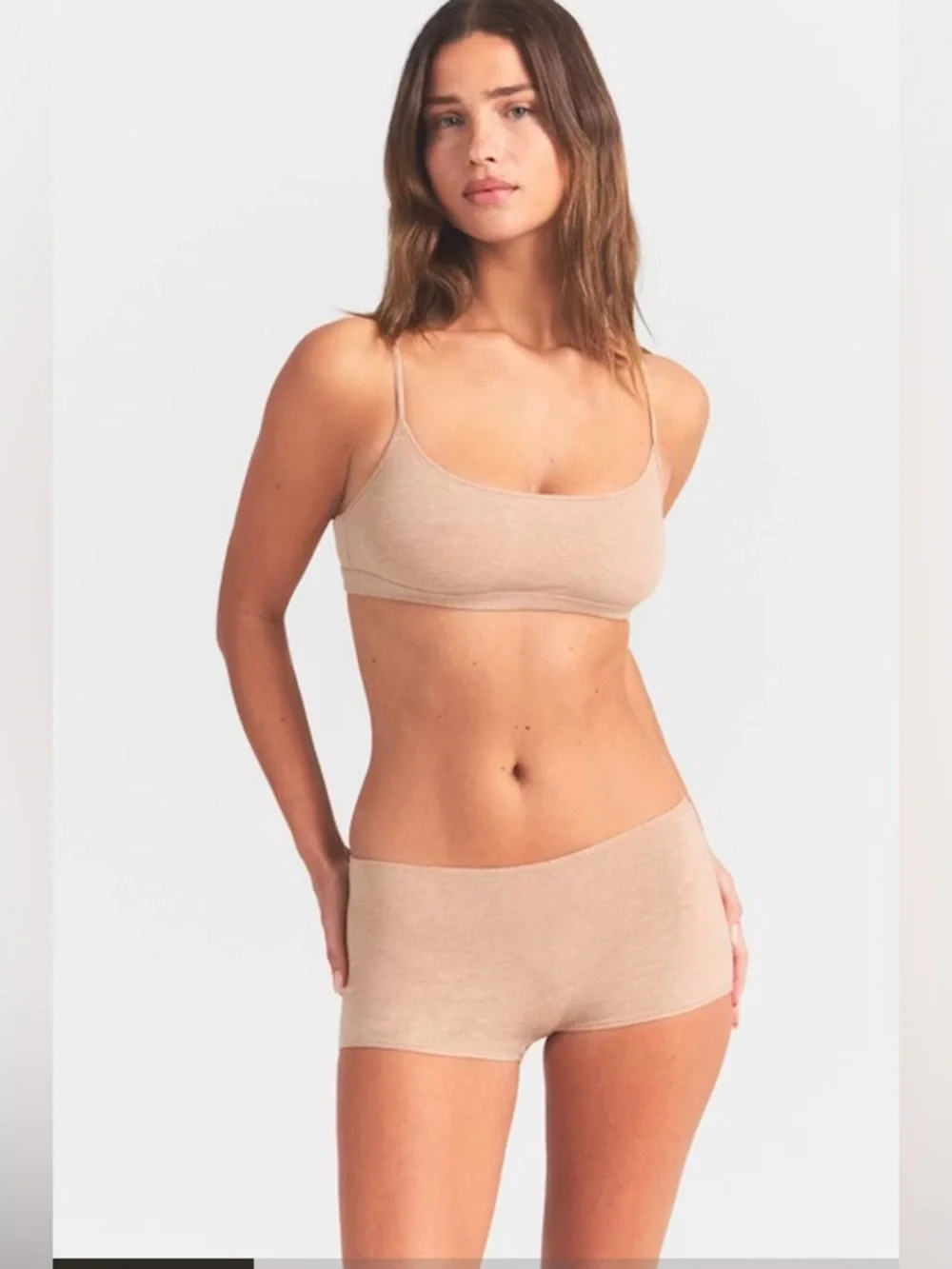 SKIMS Everyday Cotton Scoop Bralette•CLAY-HEATHER•M•BNWT IN POLY BAG